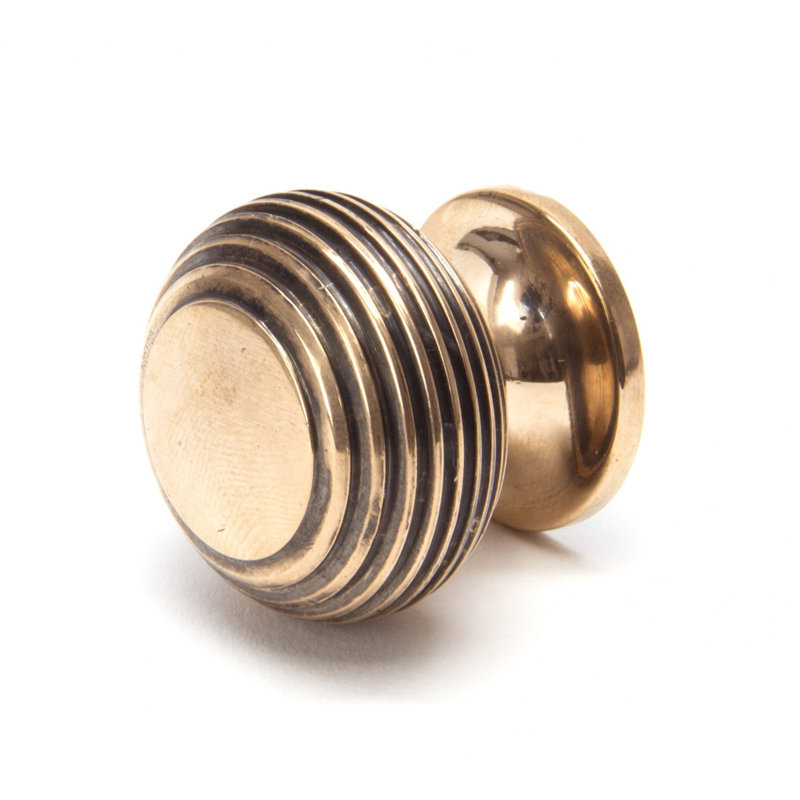 Beehive 30mm Diameter Round Knob, Polished Bronze
