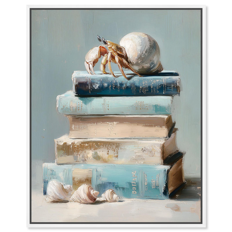 Décoration murale bord de mer «Scholear Crab I» par Art Remedy, cadre noir, 16 x 20, H 46 po x l 37 po, Cadre blanc