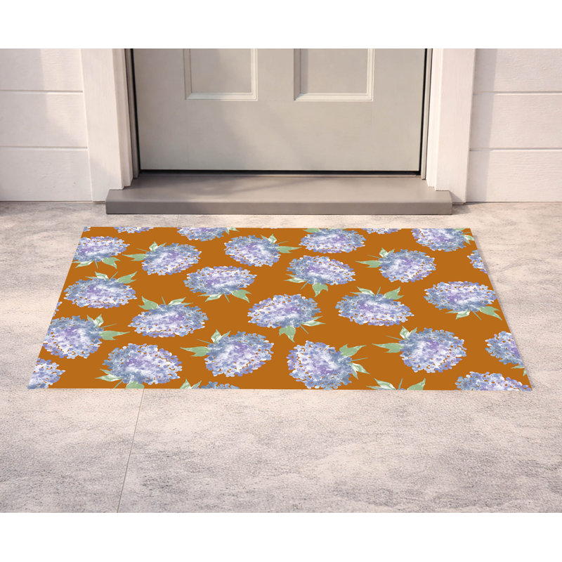 Paillasson Hydrangea Love, 17" W x 24" L, Orange