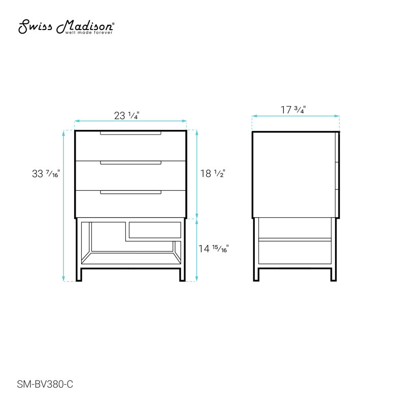 Meuble-lavabo 24 po Carre (armoire seulement)