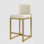 Tabouret de comptoir de cuisine moderne de 24 po avec base luge en métal doré et similicuir tissé blanc cassé (ensemble de 2)-603614637-598637963-598470249