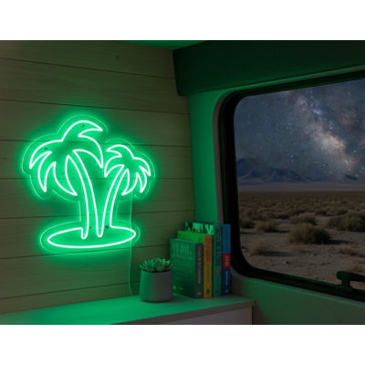 | Palm Trees Neon Sign | Crafted with Durable, Energy-efficient Neon Tubing That Delivers Vibrant Bright Green Glow for Over 50,000 Hours Without Flicker or Dimming | 24x24 | Bright Green