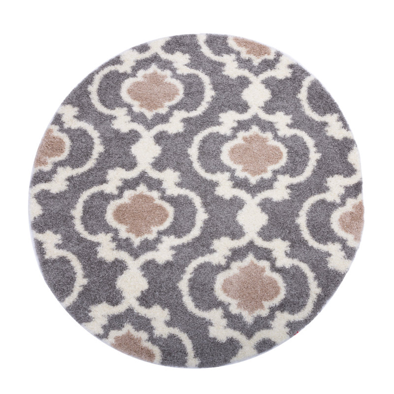 Hegwood Moroccan Dark Gray/Beige/Ivory Area Rug, Round 6'6"