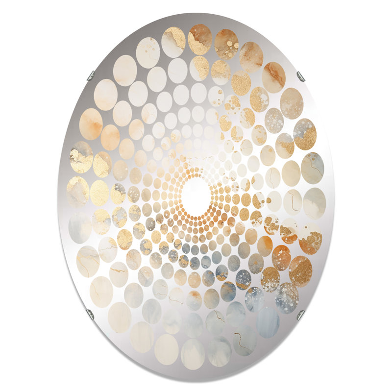 Miroir décoratif à pois radiaux dorés et blancs en marbre Geode IV MIR106517 O, H 36 po x l 24 po