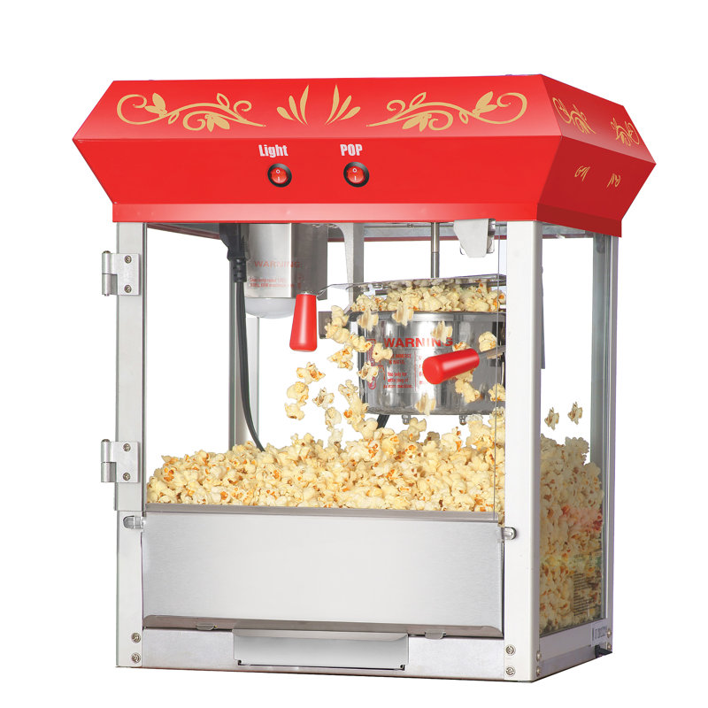Red Stainless Steel Vintage Countertop Popcorn Machine, 24"