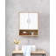 Armoire murale de salle de bain avec porte double, tablette inférieure, portes à motif ondulé, tablette intérieure réglable, installation facile, bois blanc et naturel
