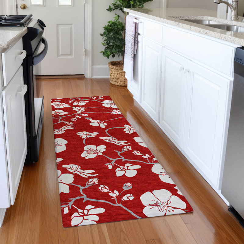 Premium Machine Washable Birchview AMF1032 Floral Rug, Runner 2'3" x 7'6"
