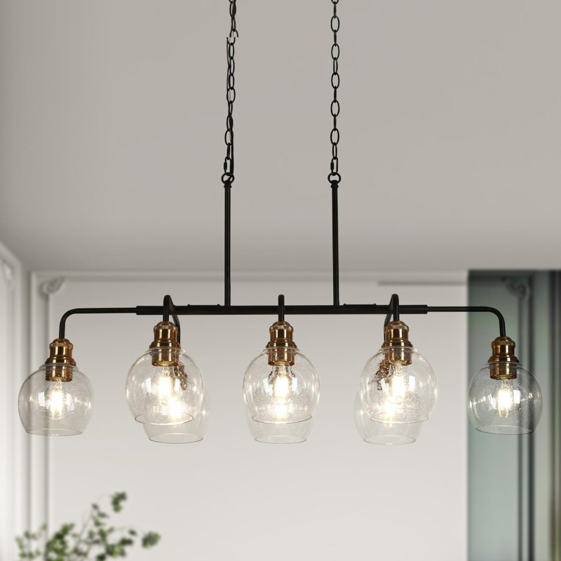 Lustre linéaire pour îlot de cuisine 8 lumières à intensité variable salzmann