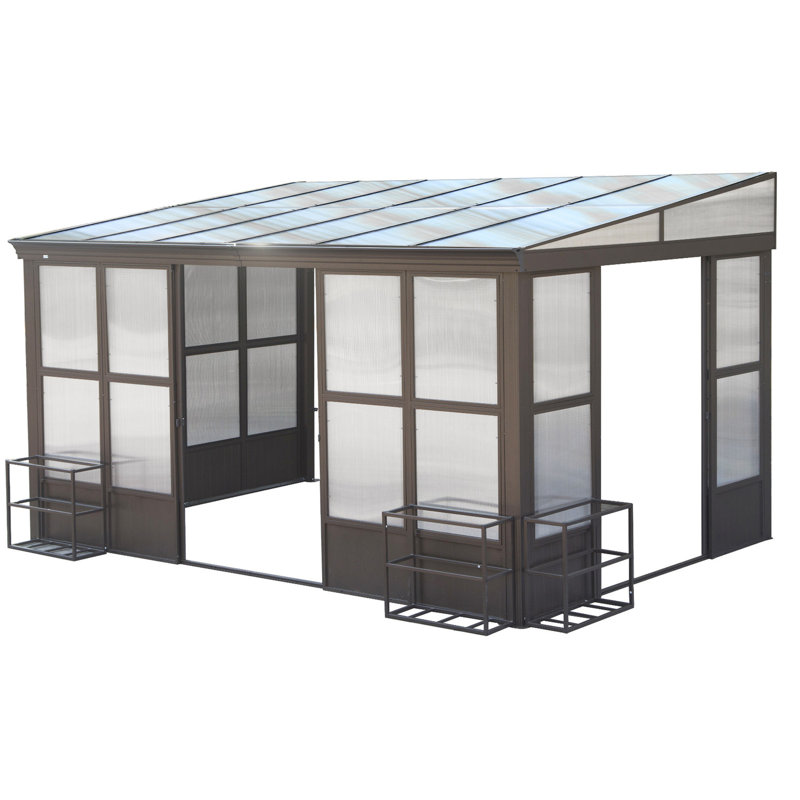 10 x 12 pi toutes saisons, fenêtres en PC amovibles, fabrication en aluminium, 2 portes coulissantes verrouillables pour les terrasses de patio, construction, extérieur