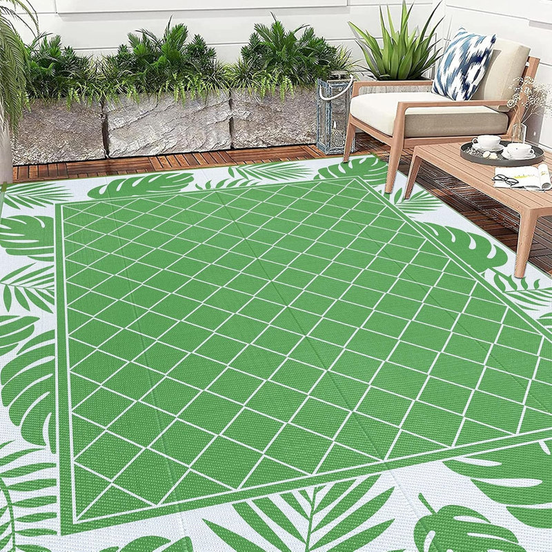 Tapis d'extérieur imperméable, Vert, Rectangulaire 8 pi x 10 pi