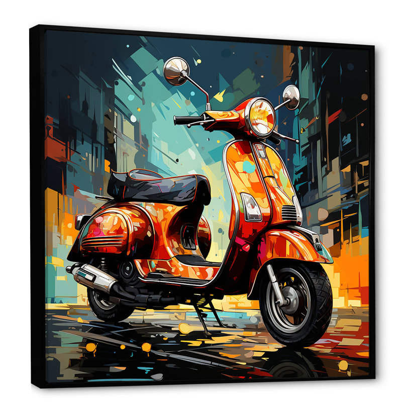 Pop Art Scooter Commute I sur toile, H 16 po x l 16 po x P 1 po, Cadre flottant noir