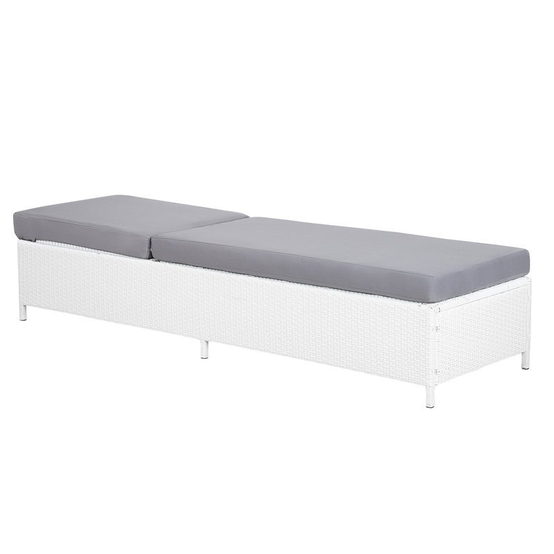 Turin 201cm Long Reclining Single Chaise with Cushions, White
