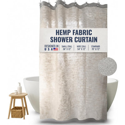 Premium Natural Hemp Shower Curtain For Bathroom Decor - Non-Toxic Curtain For Tub And Stall Showers