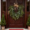 1Pcs Artificielle couronne de Noël guirlande de Noël ornement rustique verdure couronne printemps plantes guirlande pour porte d'entrée décoration de fête,