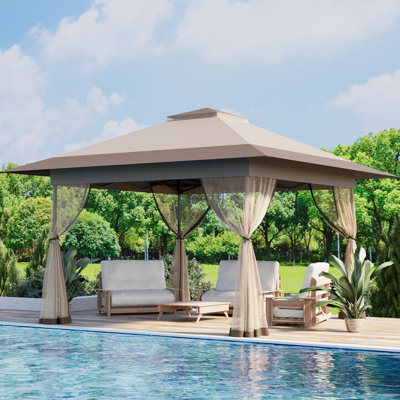 13 Ft. W X 13 Ft. D Metal Pop-up Gazebo With Mosquito Netting