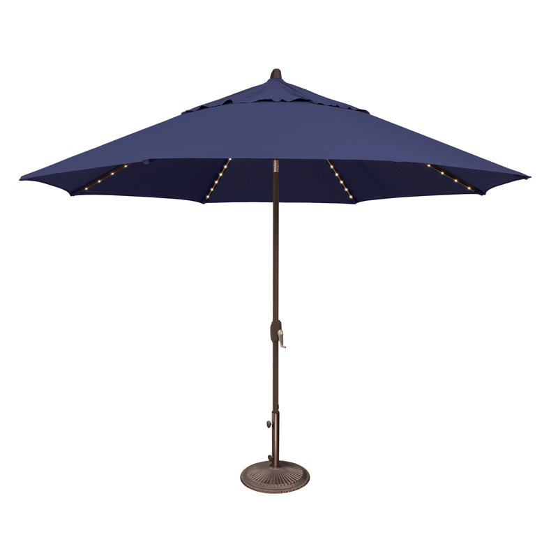 Parasol éclairé 132 po Lariat, Bleu ciel, Bronze
