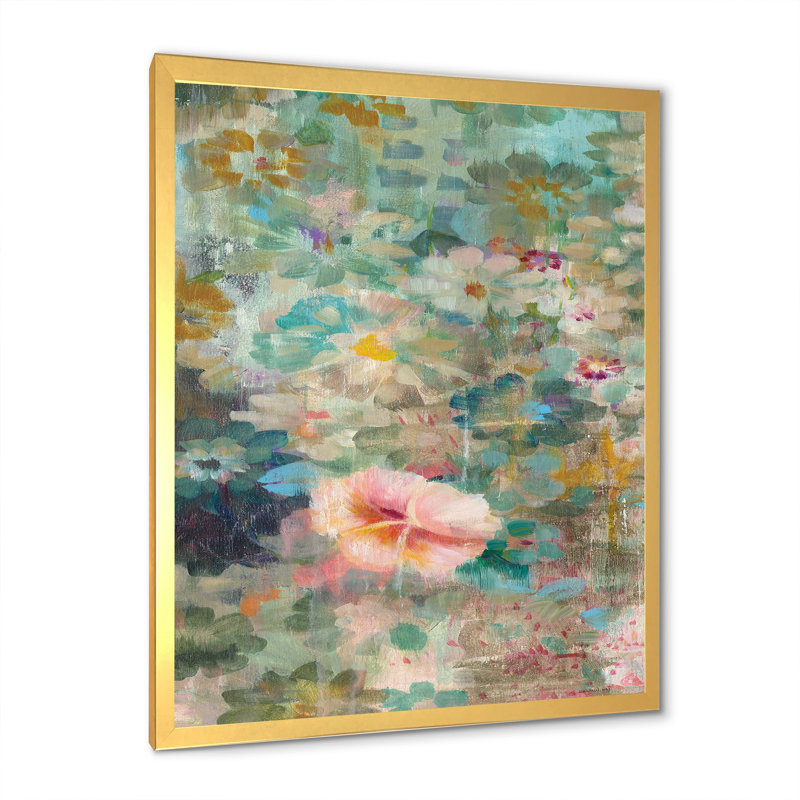 « fleur douche ii »-image sur toile, H 46 po x l 36 po x P 1,5 po, Cadre doré