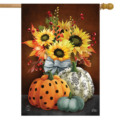 Drapeau de maison à motif de citrouilles et de tournesols