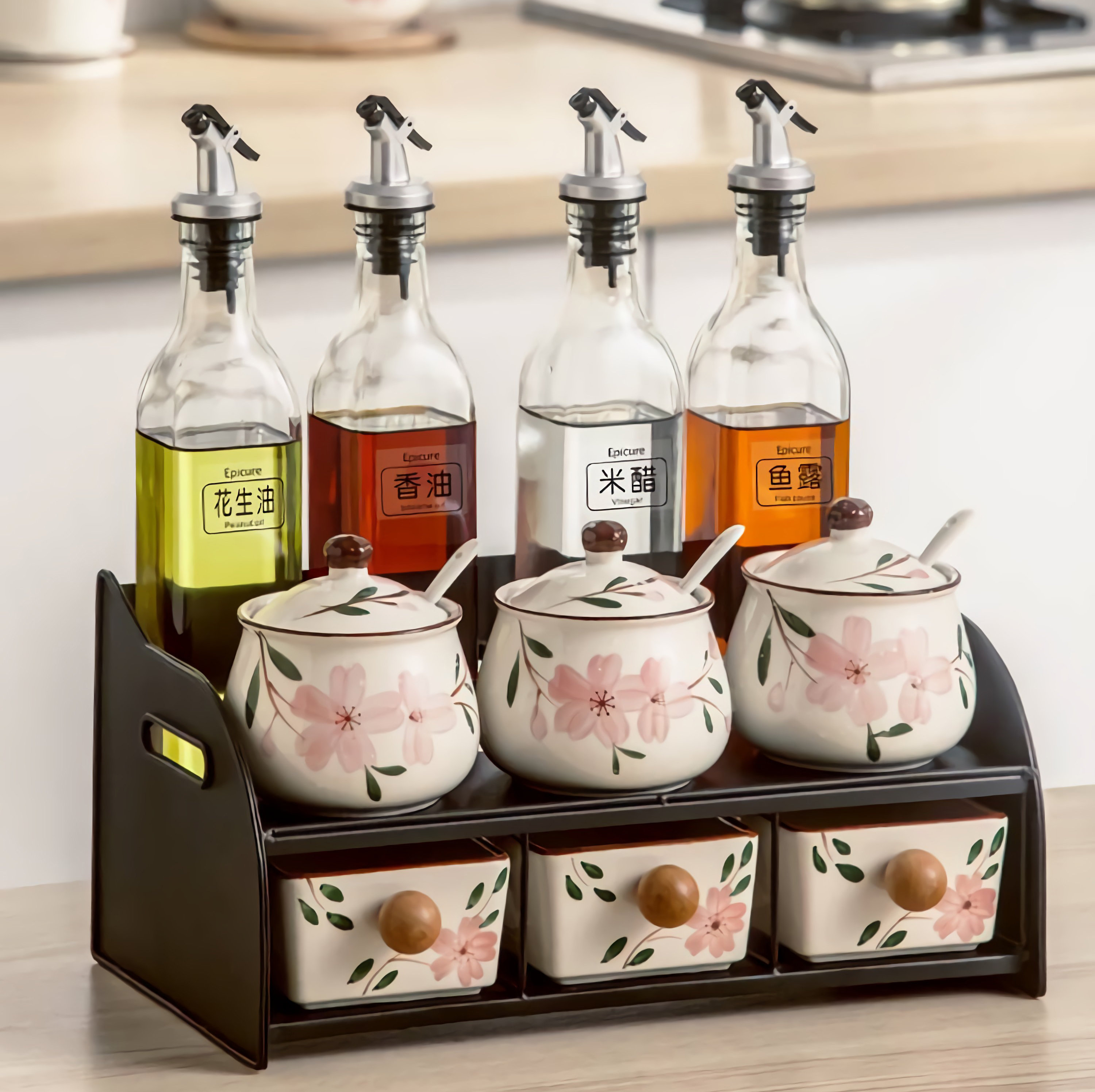 Prep & Savour Spice Jar & Rack Set