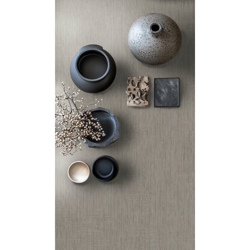 Cerra Collection Rio Woven Design Wallpaper Roll, Dark Beige