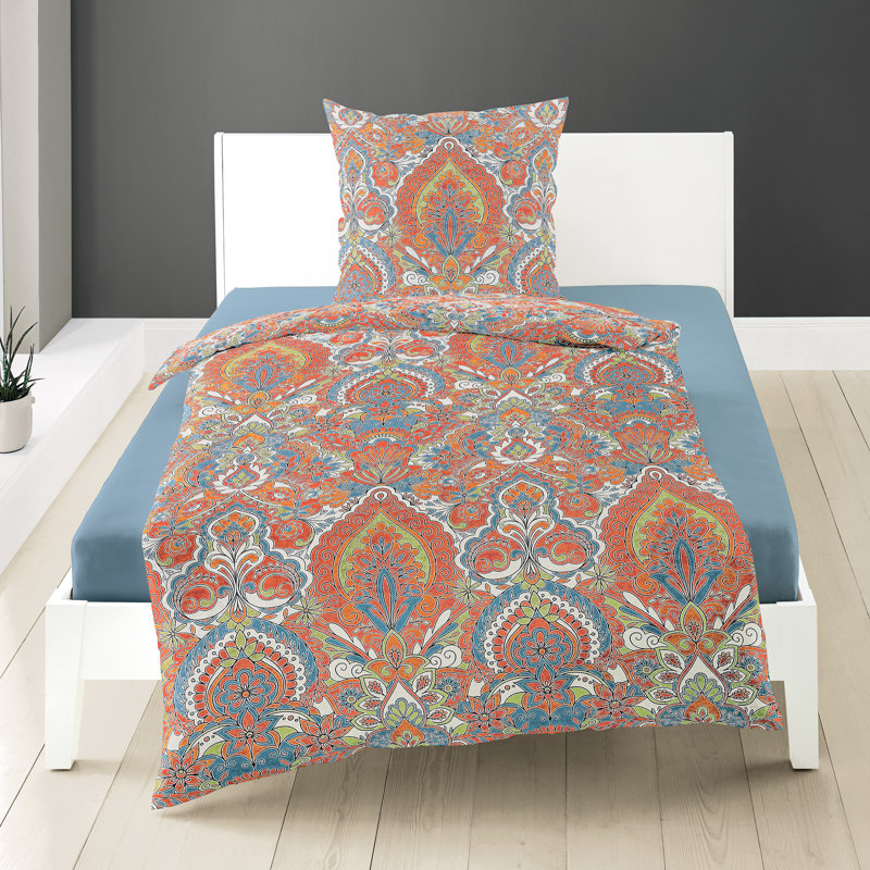 Paisley Duvet Cover Set with Pillowcases Included, Terra, 155 x 220cm Duvet Cover + 1 Pillowcase
