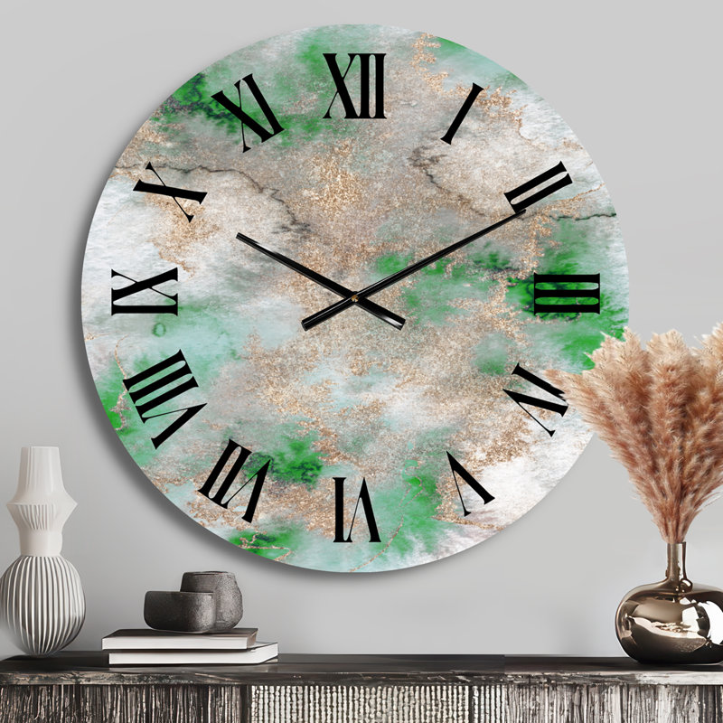 Marble Clouds I - Horloge murale moderne, Moyen, Orange / noir