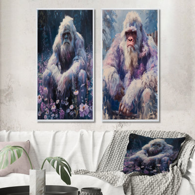 Ensemble de 2 pièces d'art mural rose et gris Sasquatch Sanctuary I - Bigfoot