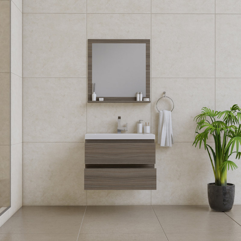 Arjina 30'' Single Bathroom Vanity with Solid Surface Top, Gray