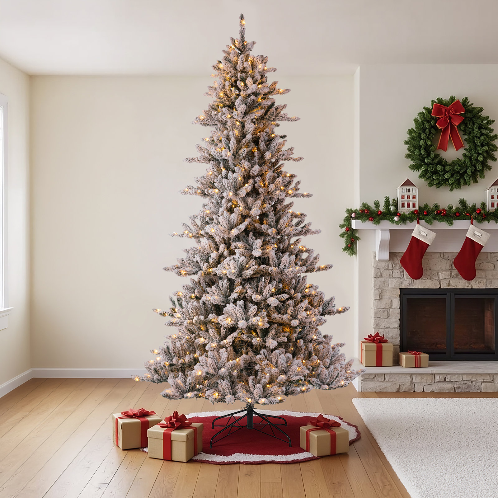 White Frosted 9' Pre-Lit Fir Christmas Tree