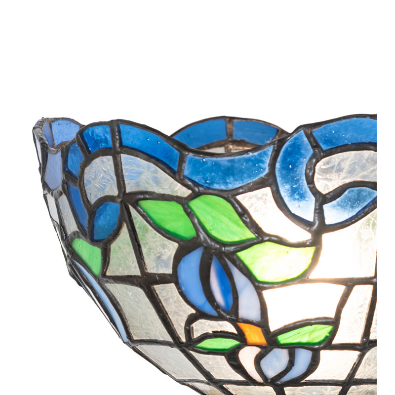 7" Wide Roseborder Wall Sconce, Clear/Blue/Green/Yellow, 9" H x 7" W x 9" D