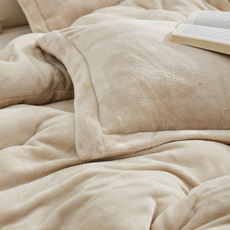 Ensemble d'édredon surdimensionné Thickest Comas, Édredon simple extra long + 1 taie décorative st, Beige