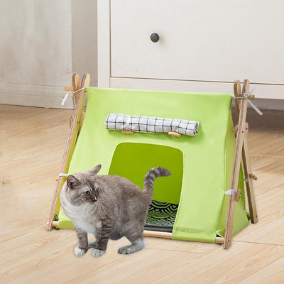 Tente de jeu pour animaux de compagnie pour petits chiens et chats, lit de chiot portatif avec coussin épais, lit de tente de jeu pour chat lavable pour petits animaux de compagnie jusqu'à 22 lb