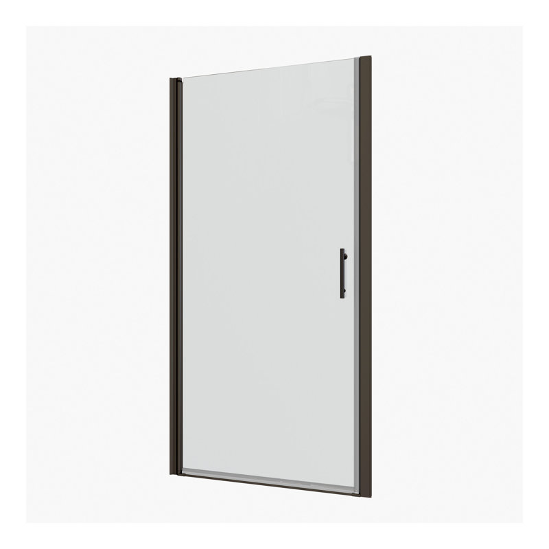1 3/8" adjustment,universal pivot shower door, open outside, with 1/4" tempered glass, Left, Matte Black