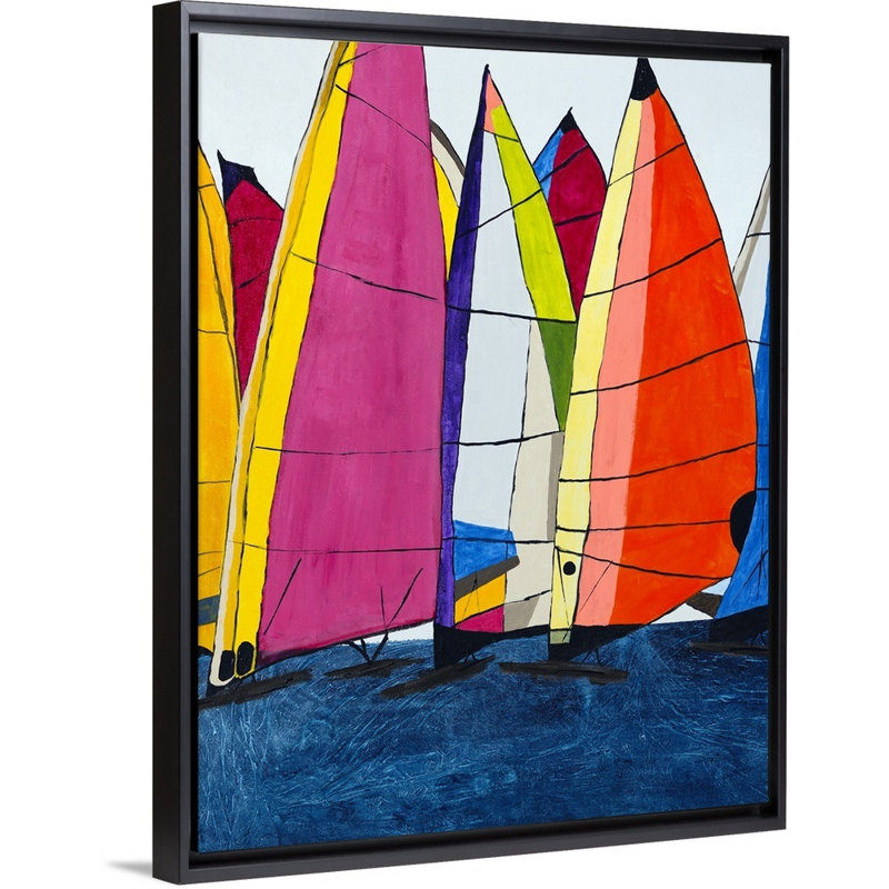« racing the wind ii », peinture sur toile, H 41,7 po x l 31,7 po x p 1,75 po, Cadre flottant noir