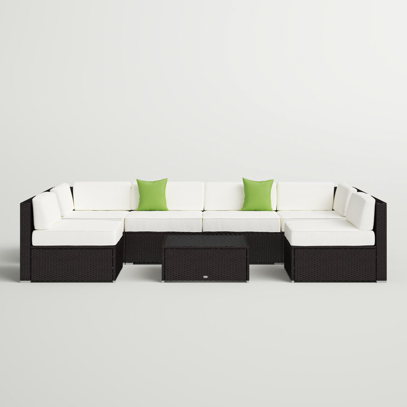Grecia Premium All-Weather Wicker 6 - Person Patio Conversation Sets with Cushions