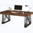 Rustic Industrial Executive Desk with X-Shaped Legs