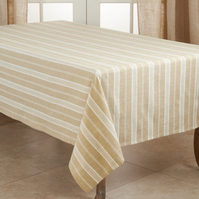 Capel Striped 100% Cotton Machine Washable Tablecloth