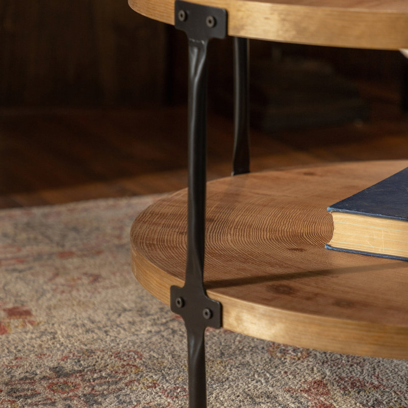 Table basse ronde à deux plis, fabriquée à la main, en relief, à piédestal, en bois, en forme d'olive, pour le salon, Noyer