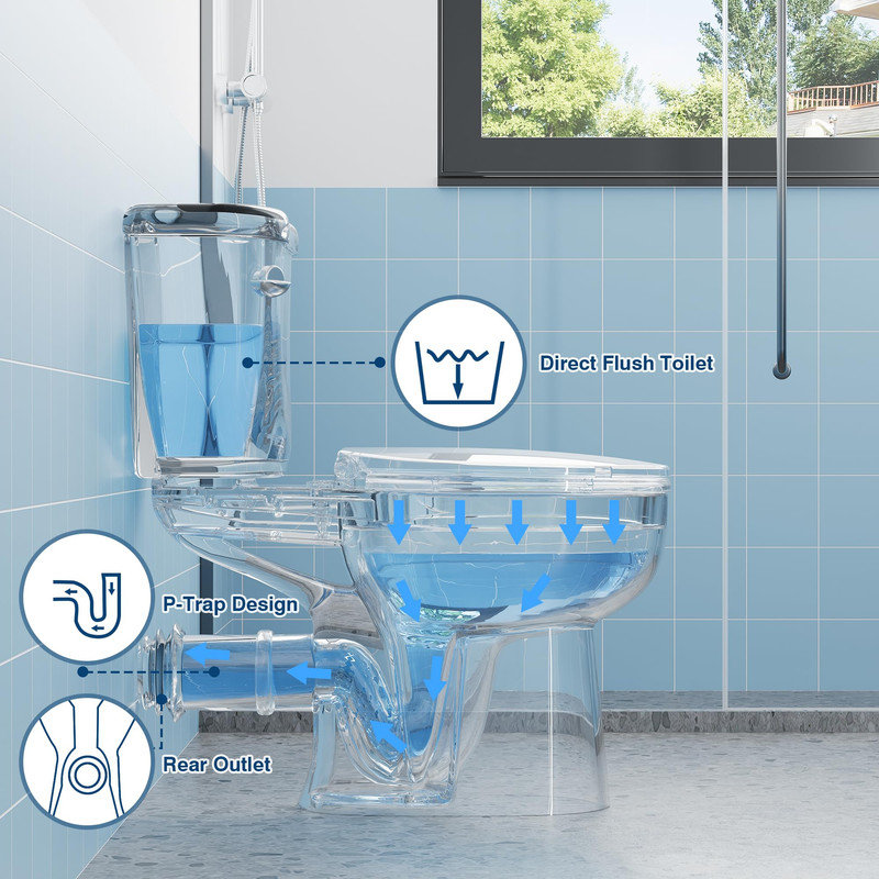 Toilette allongée deux pièces avec poignée latérale - 1,28 GPF, certifié CUPC