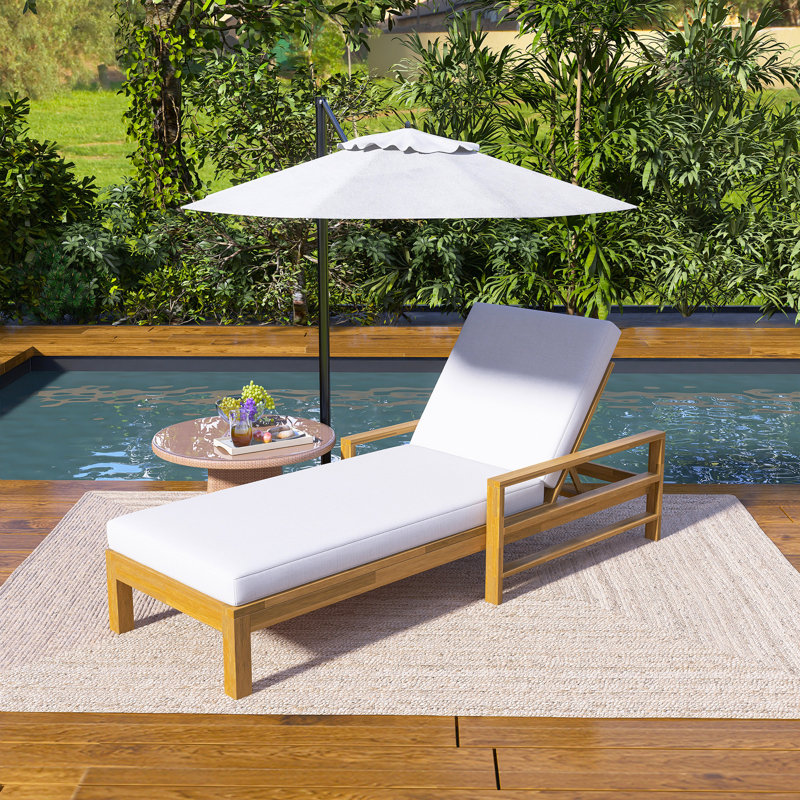 Méridienne d'extérieur en bois d'acacia, Beige