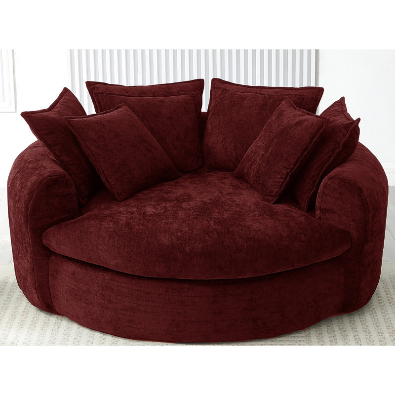 Fauteuil demi-tonneau rembourré avec 8 coussins, Rouge