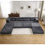 Canapé à compression Mahjong, canapé-lit convertible au sol, canapé modulaire modulaire désossé DIY, aucun assemblage requis, tissu polaire circulaire, surdimensionné à 4 places avec 1 repose-pieds, gris foncé-1241394179-1241394183
