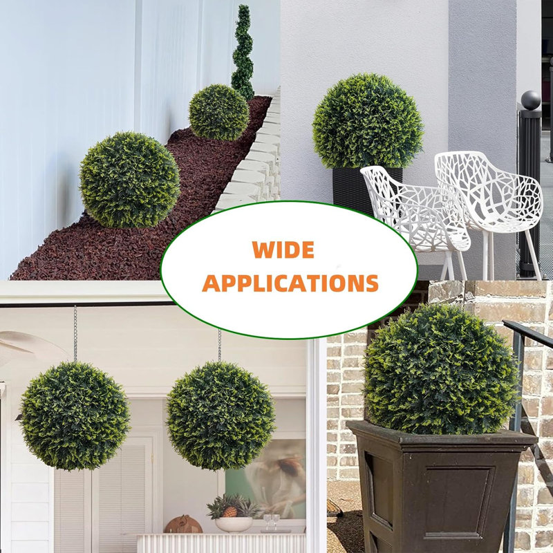 Ensemble de 2 boules topiaires artificielles pour l'extérieur, fausses boules de cèdre topiaire pour la décoration intérieure