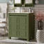 Meuble-lavabo de ferme 30 po avec lavabo en céramique, porte à fermeture en douceur, tablette réglable, armoire de rangement vert olive, structure en bois moderne, conception spacieuse et surface facile à nettoyer-121294618