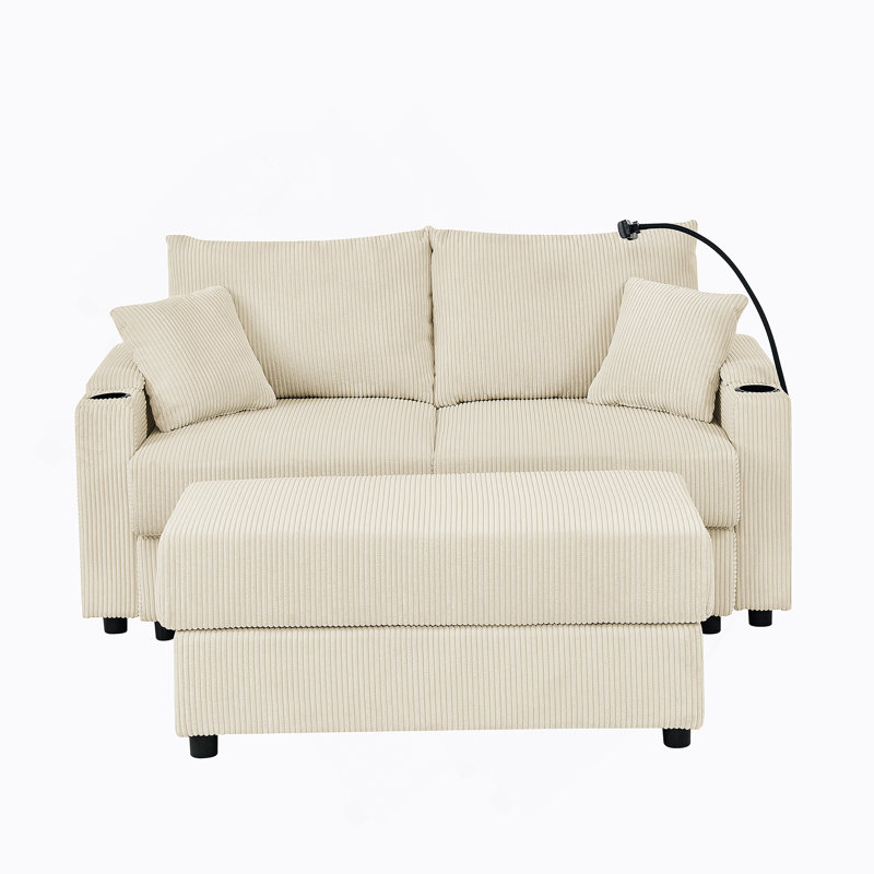 Comfortable Sofa Chair with Storage and Multiple Functionalities for Living Room, Beige
