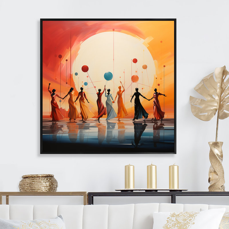 «Yellow Syn synchronized Dance Rhythms I - Dance», art mural, Cadre flottant noir, H 16 po x l 16 po x P 1 po