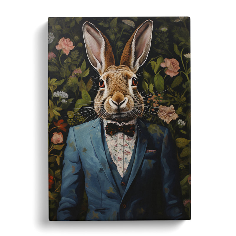 Hare in a Suit Painting No.4 - Wrapped Canvas, 50cm H x 35cm W x 3cm D