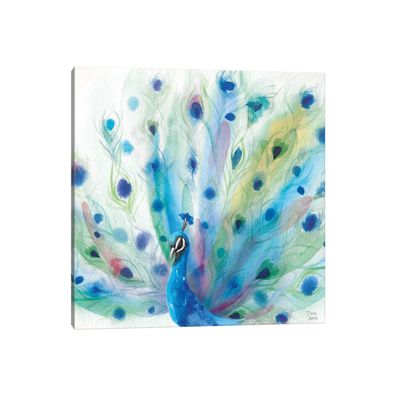 Peacock Glory V by Dina June - Wrapped Canvas Painting, 66.04 cm H x 66.04 cm W x 1.91 cm D