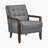 Velsen 26" Mid-Century Modern Accent Chair with Top Grain Leather, Solid Wood Arms, High-Density Foam over Pocket Coils-730864802