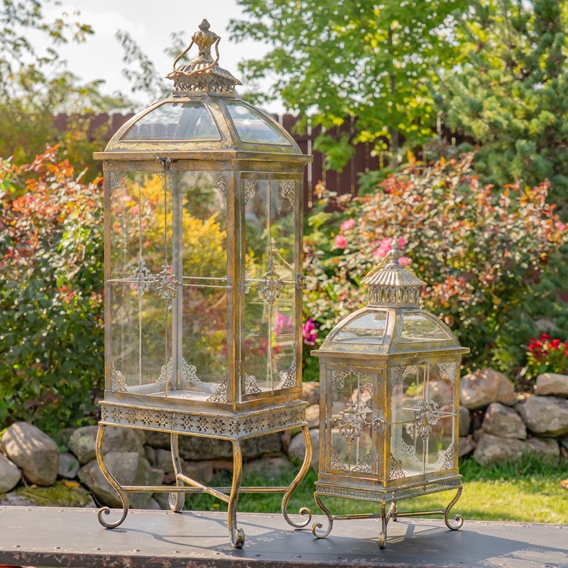 Terrariums en fer / verre Marcel (ensemble de 2), Gold